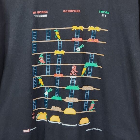 Gildan Deadpool NES Burger Time Mashup Short Sleeve Frontside Graphic Tee M - Picture 2 of 6